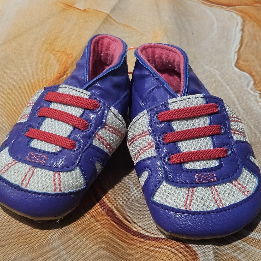 Surprize by Stride Rite Baby Girl Shoes 0-6M Purple Pink Silver Slip On